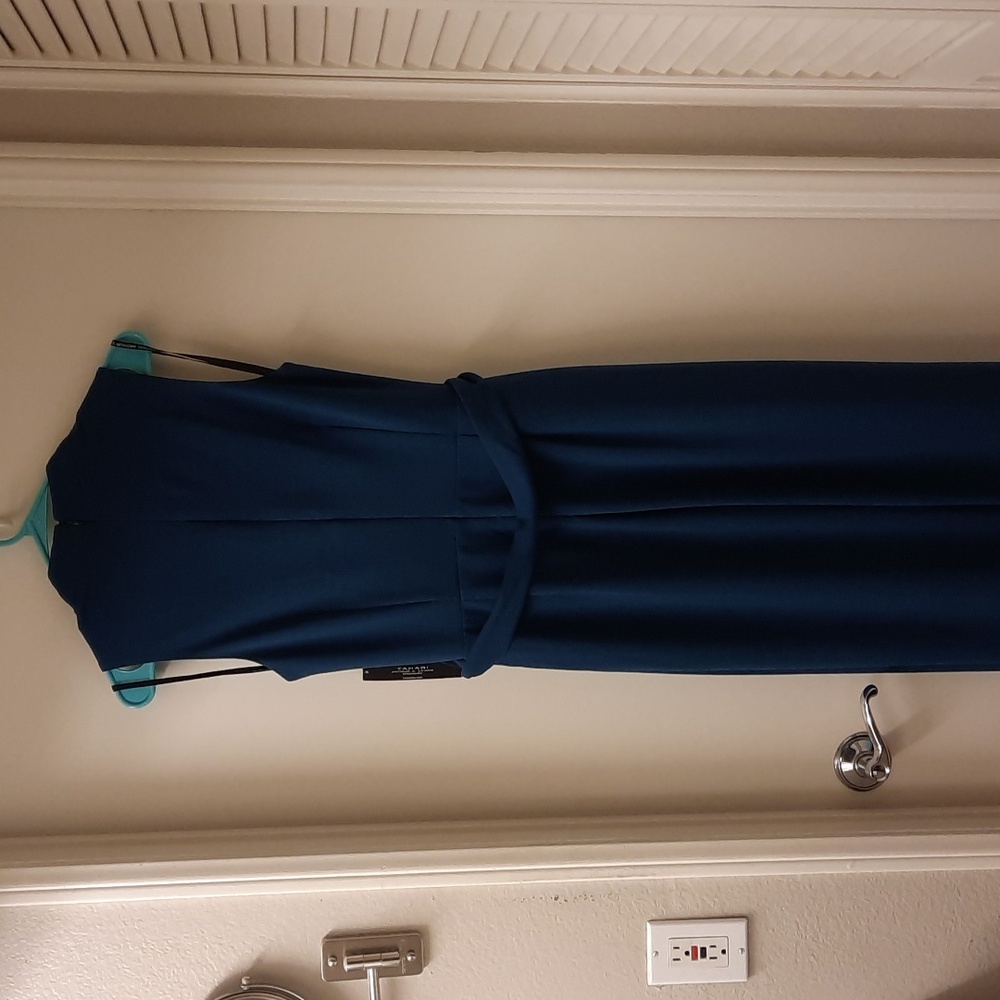 NWT, Tahari ASL Teal Belted Jumpsuit - Picture 7 of 14
